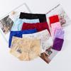 Transfronteiriço plus size Oco Lace Respirável Cintura Média Roupa Interior Feminina Malha Sexy Fino Confortável Algodão Perfil Cuecas