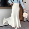 Borla malha fishtail saia para as mulheres outono einverno Nova Moda cor sólida mid-length versátil design elegante