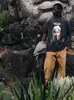 Camiseta Vintage Suelta de Manga Corta con Cuello Redondo Lavada y Desgastada Estilo Americano San Miguel 2026 para Hombres y Mujeres Moderna
