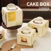 Caja para Mini Pastel de 4 Pulgadas Famosa en Internet, Caja para Llevar con Asa y Ventana, Caja de Embalaje de Papel para Postre, Queso, Mousse, Horneado