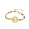 Comercio Exterior Transfronterizo Popular Pulsera de Acero Inoxidable Incrustada con Diamantes Árbol de la Vida Femenina Acero de Titanio Incrustado con Diamantes Joyería de Mano Original Incrustada con Diamantes Transfronteriza