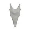 Body tipo tank top sin mangas con cuello cuadrado estilo francés para mujer, ropa exterior sexy europea y americana, sin espalda, corte ajustado con almohadillas en el pecho, top básico