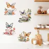 Papel Pintado Pintado Pegatinas de Taza de Té Sala de Estar Dormitorio Pinturas Decorativas Cocina Pegatinas Decorativas de Pared Mariposa Taza de Café Pegatinas Autoadhesivas