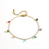 Tobillera Casual y Versátil de Acero de Titanio con Múltiples Colgantes de Diamantes de Colores. Colgantes Europeos y Americanos de Acero Inoxidable que No se Desvanecen y Exquisitos Accesorios para Pies
