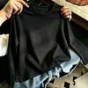 Camiseta de manga larga para niña, color liso, cuello redondo, 100% algodón puro, nuevo estilo primavera/otoño, top casual y moderno para niños y bebés de tamaño mediano y grande