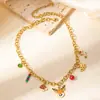 Collar de Navidad para Mujer Pendientes de Acero de Titanio de Alto Sentido Colgante de Trineo y Reno Adornos de Árbol de Navidad de Moda Pulsera de Navidad