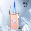 Isqueiro Portátil de Disparo Direto com Aparência Premium, Padrão Aurora Colorido da Moda, Isqueiro à Prova de Vento com Chama Azul, Venda por Atacado de Presentes