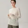 Nuevo Suéter de Punto Fino con Lentejuelas y Cachemir para Otoño/Invierno Cuello Redondo Manga Larga para Mujer Hueco de Ganchillo Holgado Camiseta Base Superior