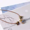 Colar de Abelha em Cerâmica Jingdezhen, Pingente Artístico com Corda Trançada Feita à Mão, Suprimentos para Vendedores de Rua, Acessórios Femininos Estilo Ins