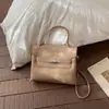 Bolsa de Mão Casual em Couro Macio para Mulheres 2025 Nova Versátil Bolsa Kelly com Padrão Lichia Bolsa Transversal de Alto Padrão de Inverno