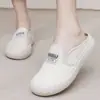 Grulla Blanca de Almohada 2026 Verano Nuevos Zapatos de Lona para Mujer Mocasines Medios Convenientes Cómodos Versátiles Zapatos Blancos Pequeños Suela Gruesa Cómodos