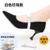 Cordones Elásticos Sin Instalación, Correas Elásticas Antideslizantes Ajustables para Talón, Hebilla Antideslizante para Tacones Altos Sin Atar, Hebilla de Perla en C, Sin Atar