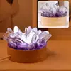 Luz de noche de cristal natural transfronteriza, racimo de dientes de amatista, creativa, interfaz USB, adornos de luz de noche de ambiente para mesita de noche