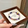 Qiaoen Cristal de Energía Amatista Natural Accesorios de Cobre Madera de Agar Oro Negro Super Siete Pulsera al por Mayor para Ancianos y Mejores Amigos