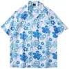 Camisa de Manga Corta con Estampado Completo Estilo Retro Vintage Perezoso para Hombres y Mujeres, Camisa Fresca de Corte Holgado de Nicho para Fiestas en la Playa