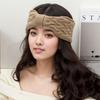Diadema de lana con lazo de terciopelo de estilo europeo y americano, protección para los oídos de punto, diadema con giro cálido para otoño e invierno, accesorios para el cabello