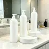 Botella de hombro redonda de 500 ml, 24 dientes, directa de fábrica, HDPE, transparente, blanca, para uso diario, para gel de ducha y champú.