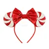 Diadema Navideña de Orejas de Ratón Mickey Mouse para Parque de Atracciones Fiesta Disfraz Accesorios para la Cabeza Navideños Diadema con Lazo