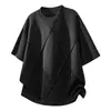 Camiseta de Color Sólido con Corte Desestructurado y Hombro Recto para Hombre, Verano Nicho Casual Diseño Manga Corta Marca de Moda Americana High Street Manga Media