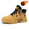 Zapatos de Invierno para Hombre Botas de Caña Alta Forradas de Lana Estilo Británico Retro Zapatos de Algodón Engrosados Cálidos Botas de Trabajo de Suela Gruesa