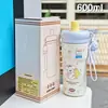 Nuevo Estilo de Sanación Gatito Taza Térmica Linda Tapa de Cabeza de Gato 3D con Correa para Colgar Taza de Agua Fría Aislada al Vacío Taza de Celebridad de Internet