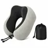 Almofada de pescoço de espuma de memória para viagem Amazon, travesseiro de suporte para pescoço em forma de U, portátil e dobrável para aviões