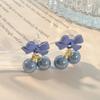 Brincos Transfronteiriços Europeus e Americanos Novo Produto Laço Borboleta Contas de Imitação Rosa Claro Cereja Dupla Redonda com Pingente de Pérola Brincos Presente de Aniversário para Mulheres