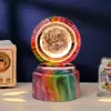 Bola de Cristal Transfronteiriça Base Giratória com Textura de Madeira Luminária Noturna Brilhante Lâmpada do Céu Estrelado 3D Decoração de Mesa Presente Criativo de Feriado