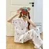 Pijama de Algodón Nube para Mujer, Verano Lindo Conejo de Dibujos Animados Manga Corta Pantalón Largo, Talla Grande Holgado Conjunto de Hogar de Verano
