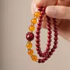 Pulseira Vermelha Duplo Círculo Imitando Cinábrio com Contas para Homens e Mulheres, Adequada para o Ano de Nascimento, Venda Direta no Atacado, Pode Ser Enviada em Nome de Outros