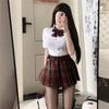 Árbol de Espino Blanco Perro Falda Corta Par Uniforme JK Americano Estilo Universitario para Mujer Deseo Puro Spice Girl Ajustado Camisa Traje de Tres Piezas