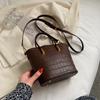 Bolsa retrô para mulheres outono e inverno 2023 nova moda padrão de pedra bolsa de ombro mensageiro nicho design bolsa balde portátil