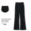 Pantalones de traje acampanados para mujer color café hechos a medida, nuevo estilo primavera/otoño 2026, cintura alta elástica, pantalones casuales fluidos, corte ajustado