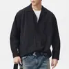 Camisa de Manga Larga con Cuello Cubano Estilo Old Money para Hombre Xintang, Tendencia Americana de Primavera, Corte Holgado, Lujo Ligero, Camisa Casual