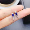 Venta al por mayor de fábrica Pendientes Populares de Zafiro Natural Plata S925 Incrustados Piedra Principal 3*5 Joyería de Lujo Venta Directa de Fábrica