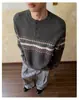Suéter de Punto Jacquard Fair Isle Retro Bloque de Color Otoño Invierno Pulóver para Hombres y Mujeres Estilo Perezoso Holgado Casual Temperamento Tejido de Punto Moderno