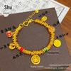 Wei Xue com esmalte azul queimado a ouro areia amarelo deus da riqueza Xiao Pang Fu pulseira enrolada Guofeng cinco vias deus da riqueza fabricantes de pulseiras