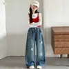 Jeans para Niña 2026 Otoño Nuevo Estilo Niños Medianos y Grandes Bordado 3D de Lazo Pantalones de Pierna Ancha Pantalones de Pierna Recta Ropa para Niños Pantalones