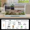 Acuario Grande para Peces y Tortugas, Pecera de Escritorio, Tanque Dedicado para Sala de Estar con Plataforma para Tomar el Sol, Acuario para Personas Perezosas, Sistema de Circulación Integrado, Plástico
