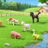 Fazenda Artesanato PVC Presente Paisagem DIY Animal Plástico Enfeites Fazendeiro Cavalo Vaca Pato Porco Cabra