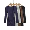 T377 -26 Outono Estilo Coreano Slim Fit Vestido Camisola Gola U Grande + Conjunto de Jaqueta Cardigã de Manga Longa