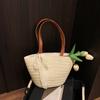 Bolso Trendy de Paja Estilo Mori de Gran Capacidad 2025 Nuevo Bolso de Mano para Viaje de Negocios Bolsa para Playa de Vacaciones en la Costa Bolsa Artística tipo Cesta de Verduras