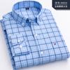 Camisa de Algodón Puro de Manga Larga para Hombre, Algodón a Cuadros, Edad Media y Ancianos Negocios Ajustada Casual para Hombre Talla Grande Camisa Sin Planchado