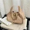 Bolsa de Ombro Feminina Outono Inverno Veludo Xadrez de Diamante Transfronteiriça Nova Bolsa Tote de Alta Qualidade Bolsa Tiracolo de Ombro Único com Corrente