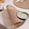 Posavasos Huecos Tejidos de PP y Yute, Manteles Individuales Aislantes de Calor Estilo Natural, Protecciones de Escritorio, Forma Redonda, Disponibles para Dropshipping
