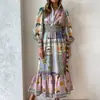2026 Comércio Exterior Transfronteiriço Roupas Femininas Europeias e Americanas Verão Novo Estilo Manga Lanterna Ajuste na Cintura Vestido Evase 661