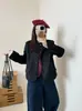 Blazer de nicho retrô francês desgastado para o dia a dia 3 cores