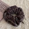 Diadema de lana a cuadros retro francesa otoño e invierno estilo coreano estilo preppy anillo de intestino grueso coleta bola para el cabello cuerda banda de goma