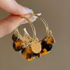 Pendientes Retro Estilo Hong Kong de Plata con Estampado de Leopardo y Círculo Geométrico, Aretes de Moda Únicos y Tendencia, Pendientes Sencillos de Lujo Ligero, Nicho
