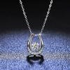 Colgante de Plata Esterlina S925 Moissanita Collar Inteligente Corazón Latiente Herradura para Mujer Cadena Clavicular